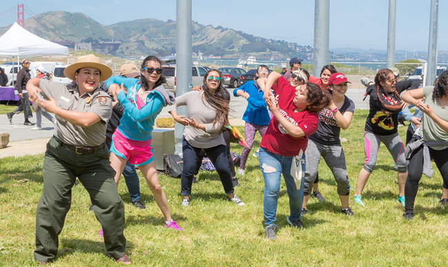 Zumba class at Golden Gate National Park