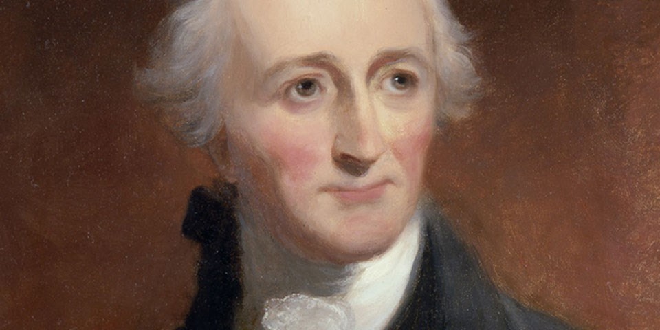 Detail, color portrait of George Read showing his face and hair.