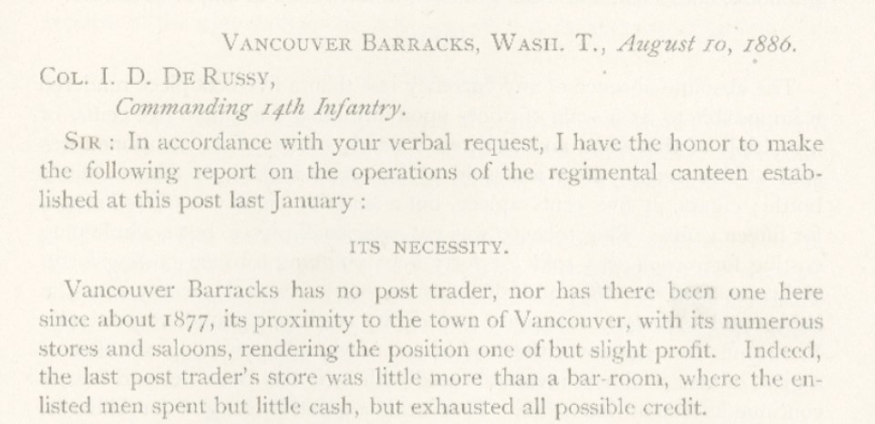 Canteen orders Typewritten excerpt from Frederick Calhoun's ledger