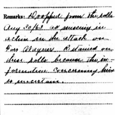 Written document from Robert J. Simmons Service Records