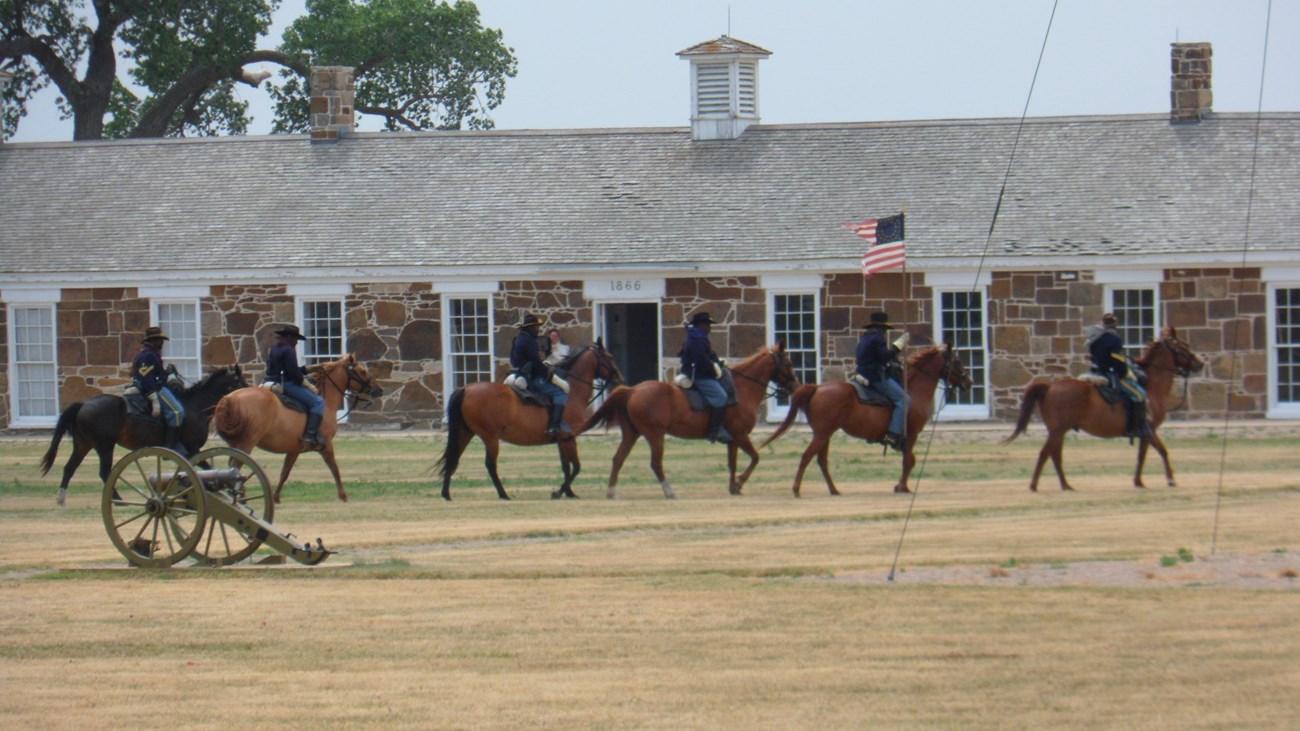 Buffalo Soldier re-enactors on the parade ground.
