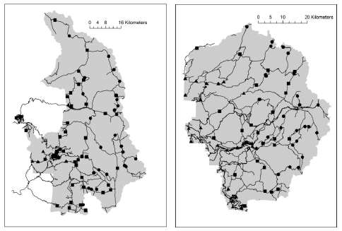 Maps of bird monitoring sites at Sequoia and Kings Canyon and Yosemite national parks