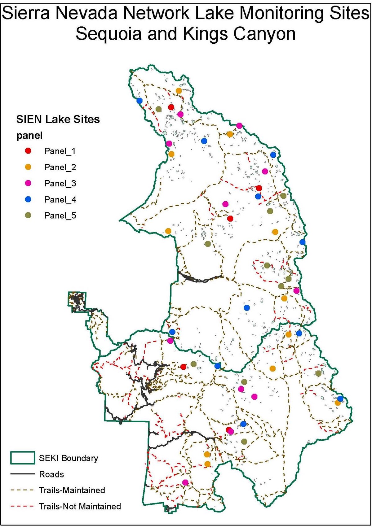 Lake monitoring sites in Sequoia and Kings Canyon Lake monitoring sites in Sequoia and Kings Canyon