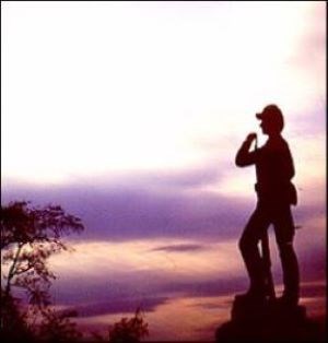 Union soldier statue with sunset background Union soldier statue with sunset background