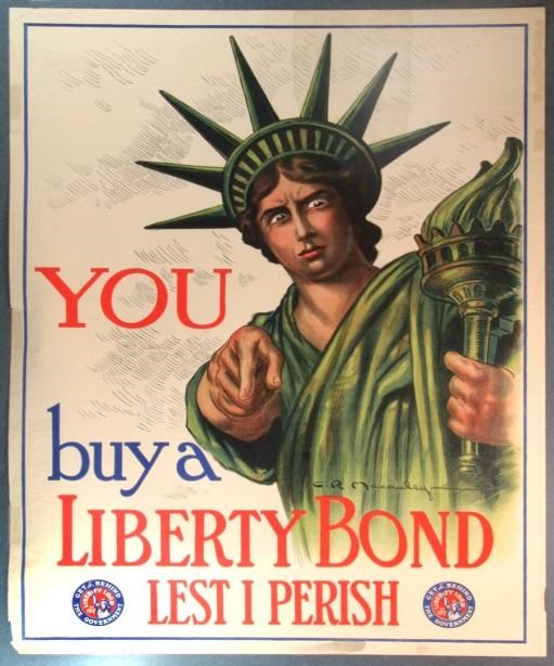 Cartoon of Statue of Liberty pointing at you to join the Army during WWI