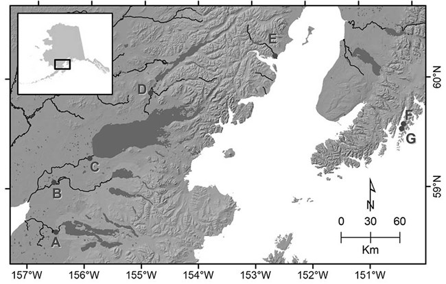 Salmon_map_F2 Map of salmon monitoring locations.