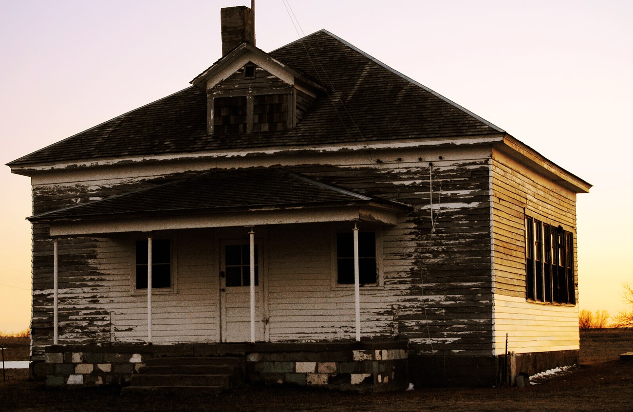 Wooden one room school house.