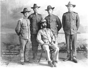 The American Officers who captured Aquinaldo. Funston is seated. Kansas State Historical Society