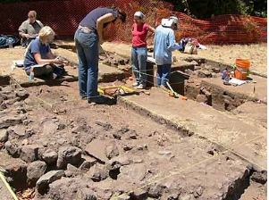 Archaeologists from Stanford University excavate the Briones house site on the Presidio.