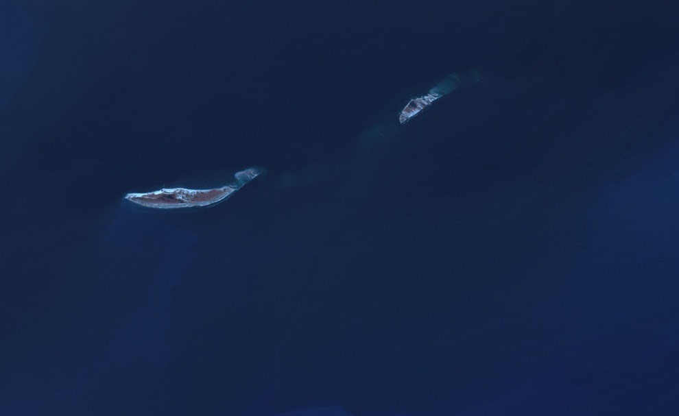 aerial view of two small islands