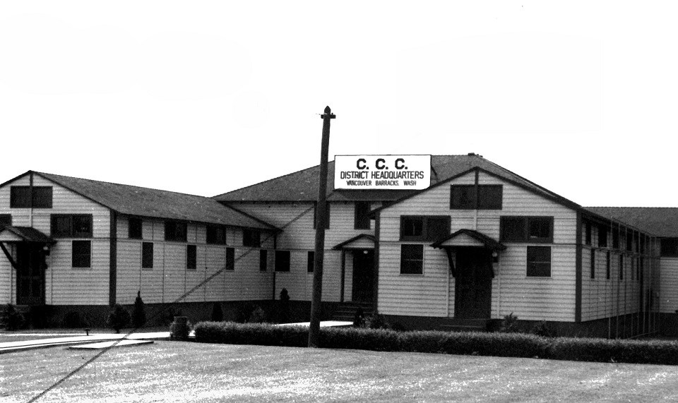 Black and white photo of CCC headquarters building.