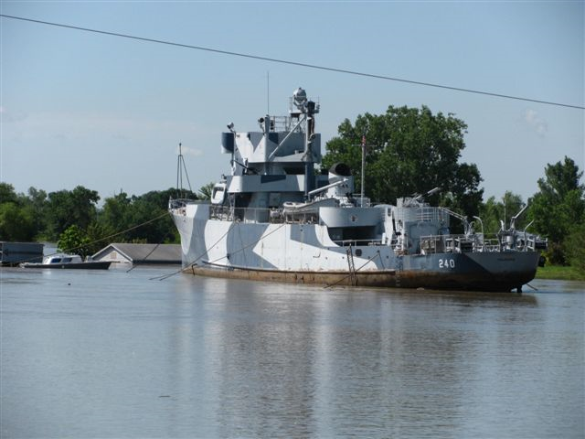 The USS Hazard White boat in the water.