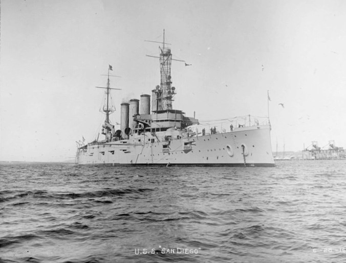 Historic photograph of the USS San Diego in 1916