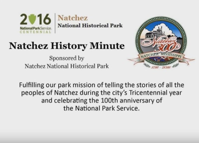 Title card for Natchez History Minutes