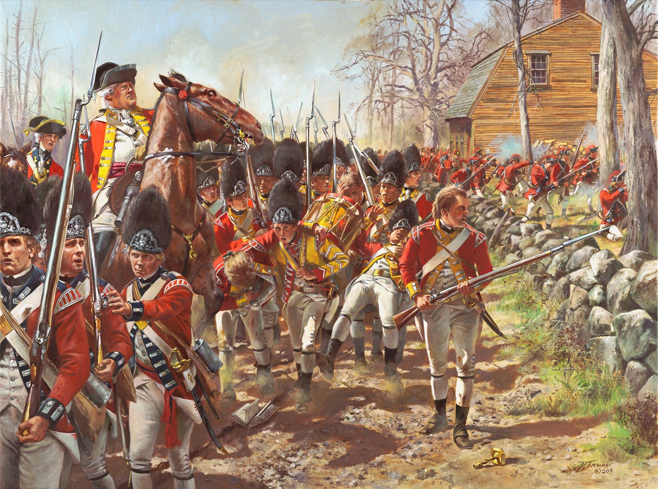 Painting of red coat soldiers.