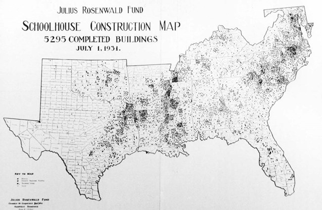 B & W image of Rosenwald schools across the South