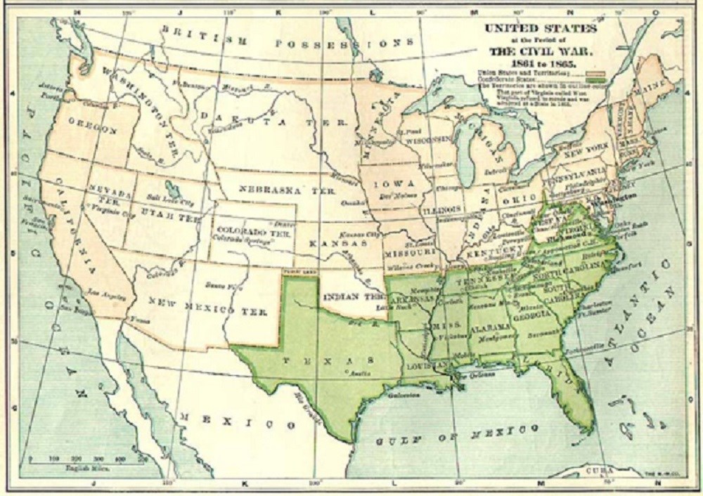 Civil War Map of the United States, (Courtesy of Cultural Resources, Inc.)