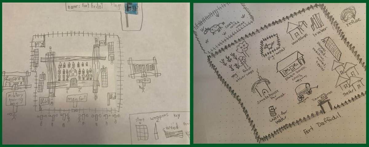 Two examples of forts sketched by Junior Rangers!
