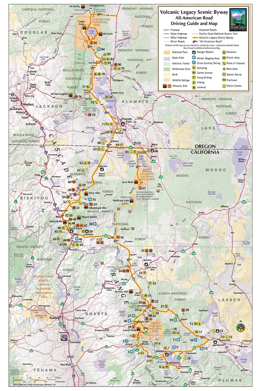 A large map featuring multiple highways with numbers indicating highlights