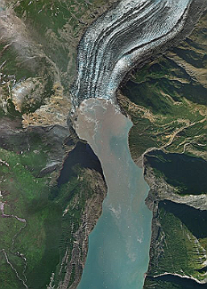 Aerial view of landslide zone in Taan Fiord