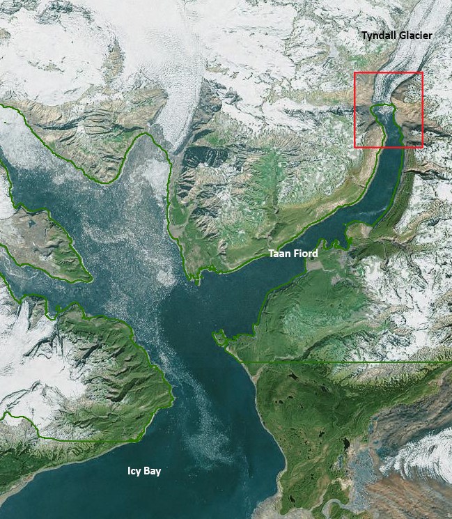 Map of Taan Fiord and Icy Bay