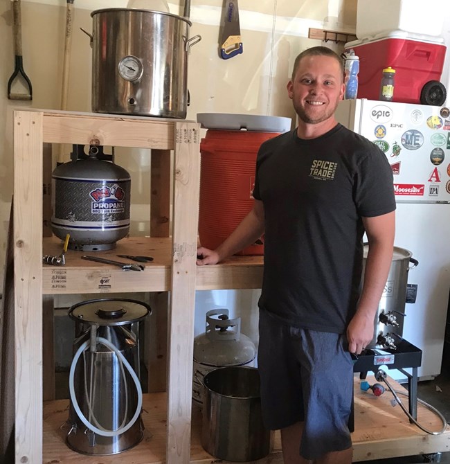 Jim Waller brewing home beer