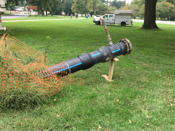 End of new waterpipe being installed underground