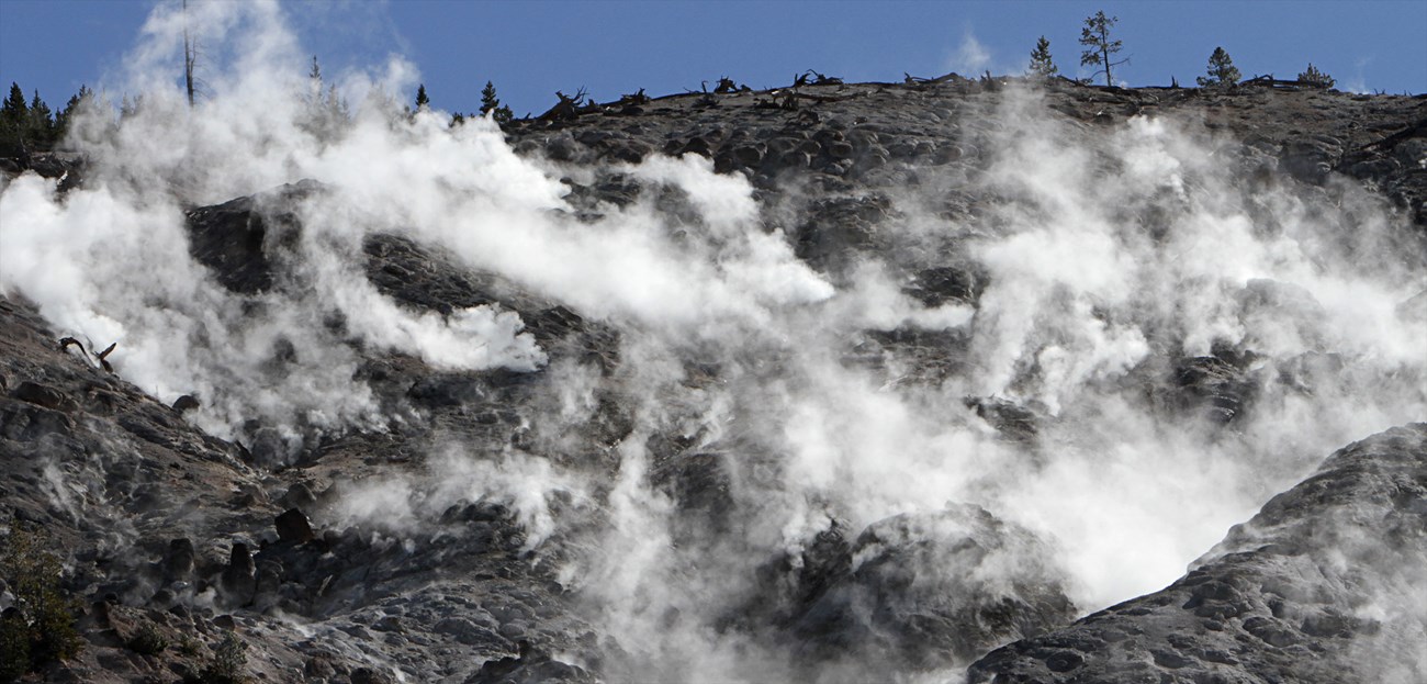 steam coming out of the ground