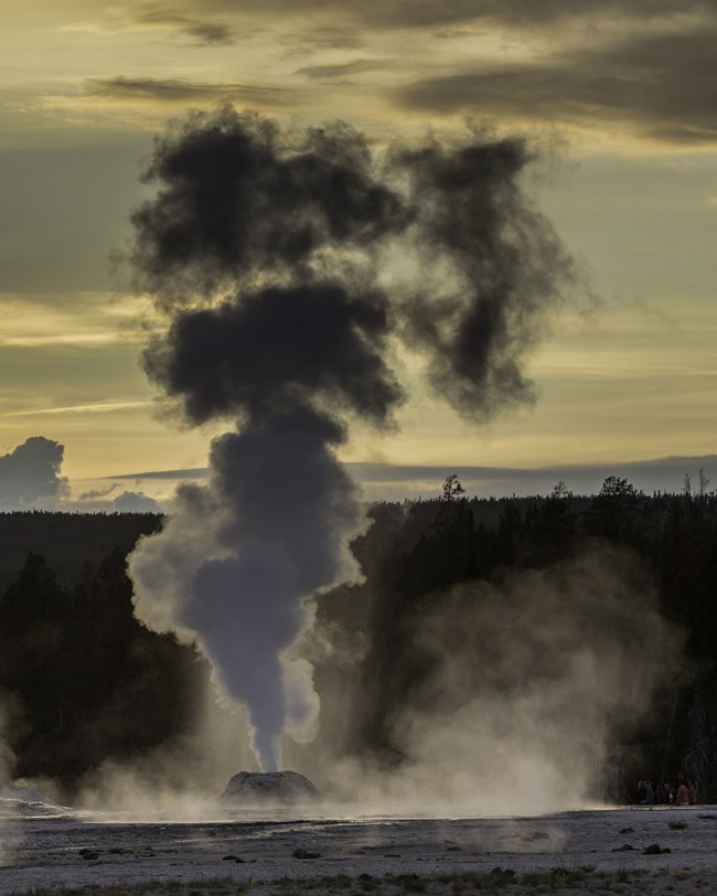 geyser at sunset