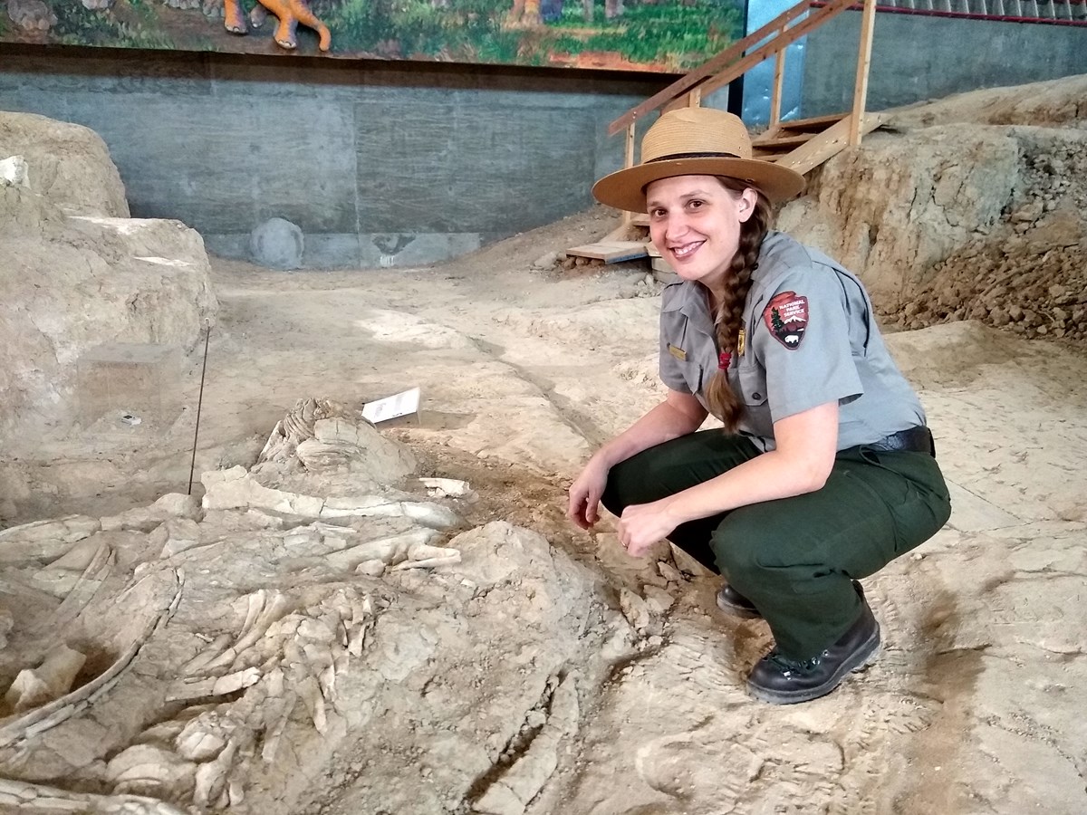 park ranger in fossil dig site