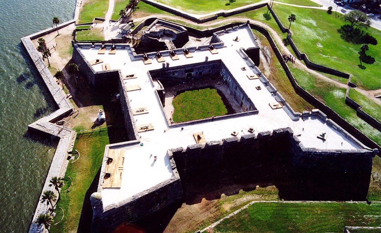 Aerial of star shaped fort