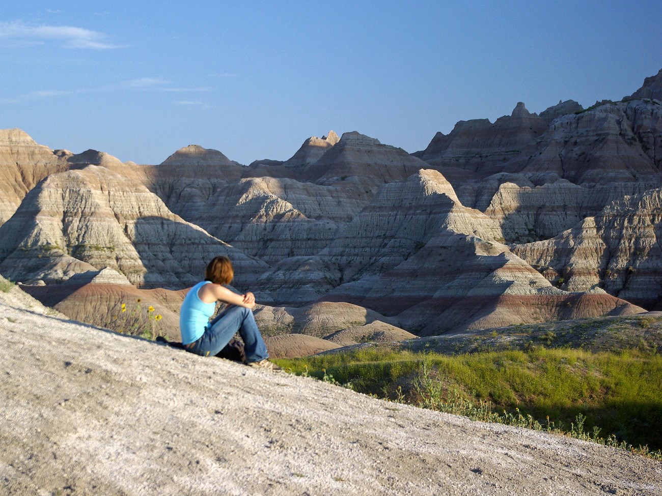 a visitor at badlands