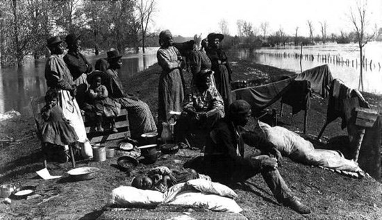 Refugees on Levee