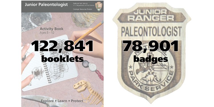 Graphic: 122,840 junior palentologist booklets, 78,901 badges