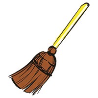 Whisk broom Illustration of a whisk broom with wooden handle