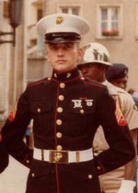 A US Marine in dress uniform
