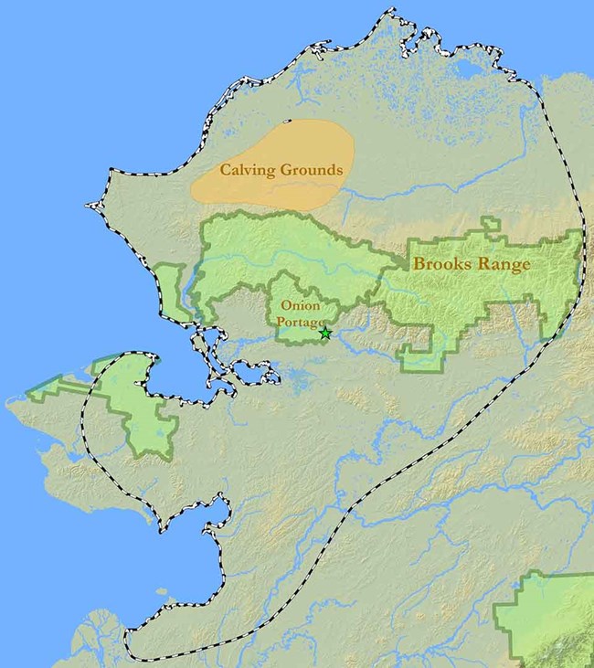 A map of the Western Arctic Caribou Herd range.