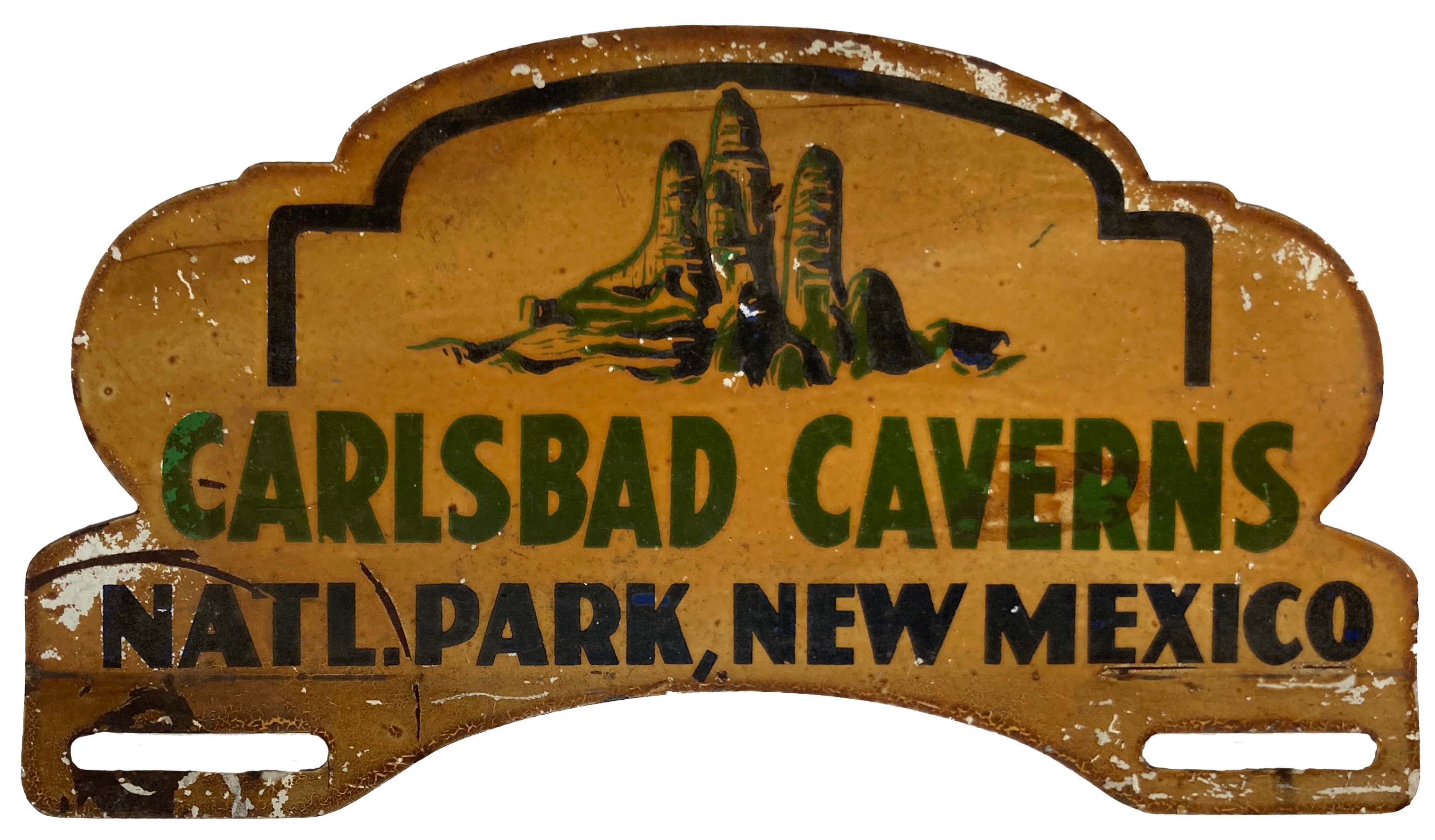 Carlsbad Caverns topper Metal plate with stalagmites and Carlsbad Cave painted on it