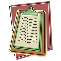 Clipboard Illustration of a clipboard with paper and written text