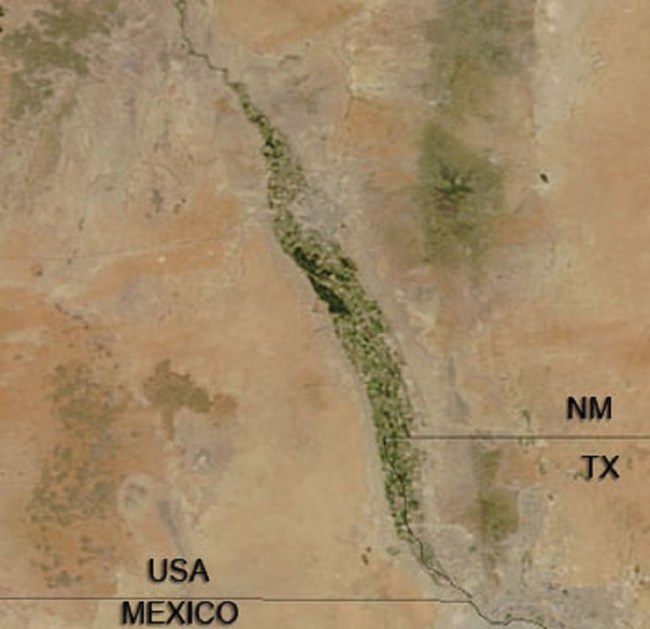 Aerial of Rio Grande area from space. (NASA/Visible Earth)