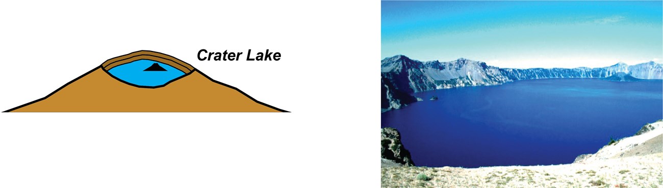 illustration and painting of crater lake