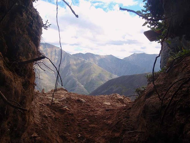 The view from inside a bear den in the Brooks Range.