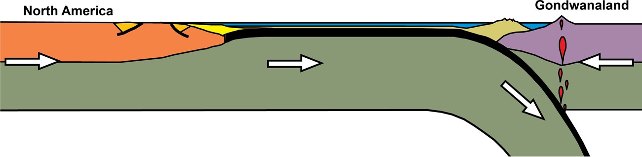 diagram of oceanic crust being subducted under continental crust