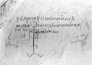 Spanish message carved on stone. Spanish message carved on stone.