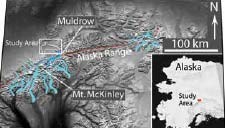 a small satellite image of a mountain range