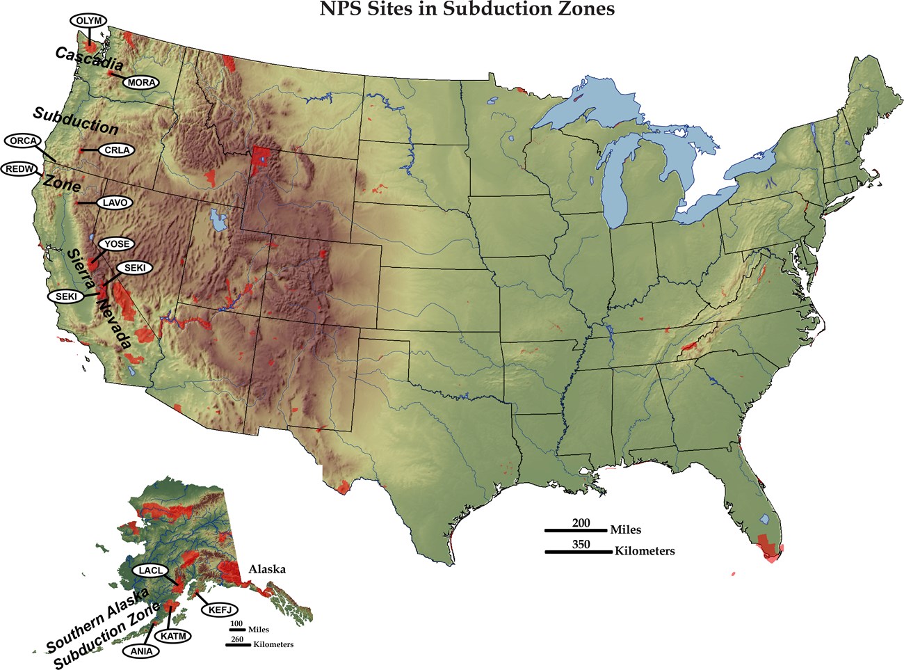 map of nps sites in subduction zones