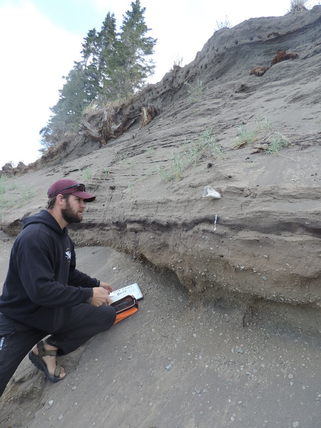 Figure 5: Matt Nelson on Dot Island with bone visible. Photo- ©D. MacDonald.