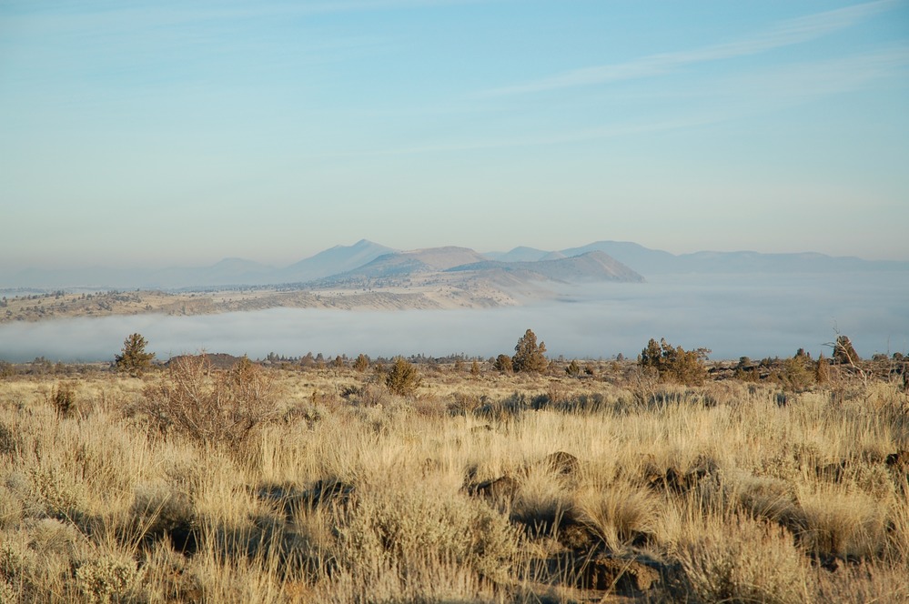 Fog over Tulle Lake in Lava Beds NM