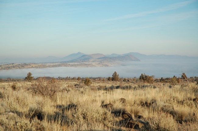 Fog over Tulle Lake, Lava Beds NM