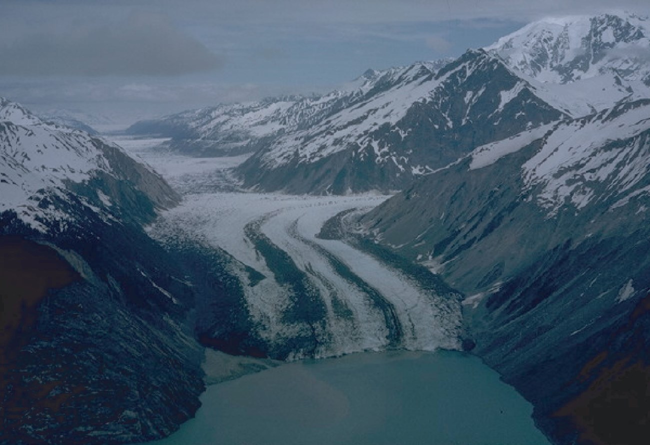 mountains and tidewater glacier